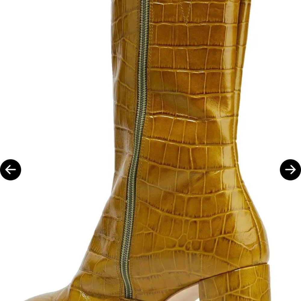 Miista Mustard Croc-Embossed Heeled Boots - Picture 3 of 5